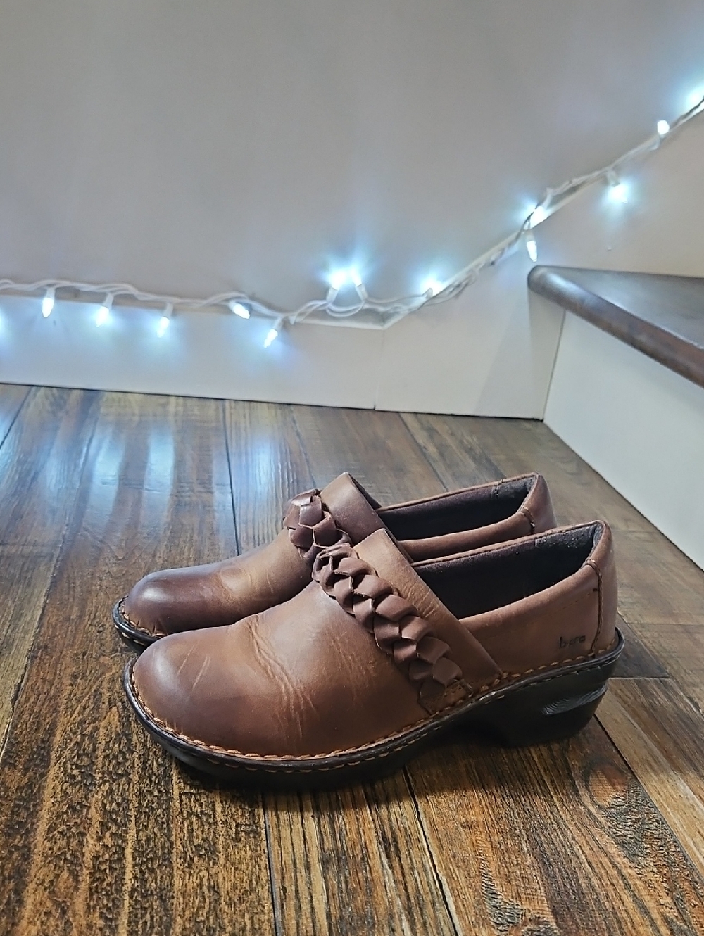 Like New‎ Brown Braided Slip-On Leather Clogs